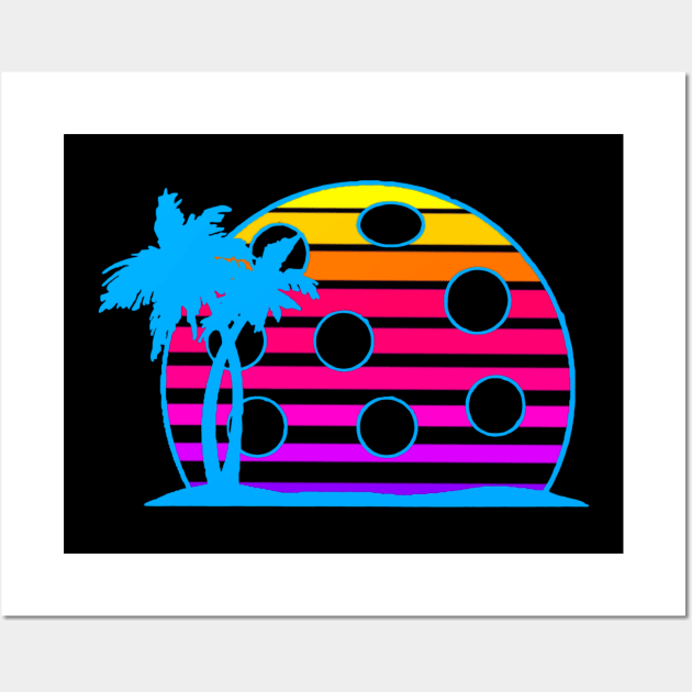 Pickleball Retro Wave Sun Vintage 80s Style Wall Art by LefTEE Designs